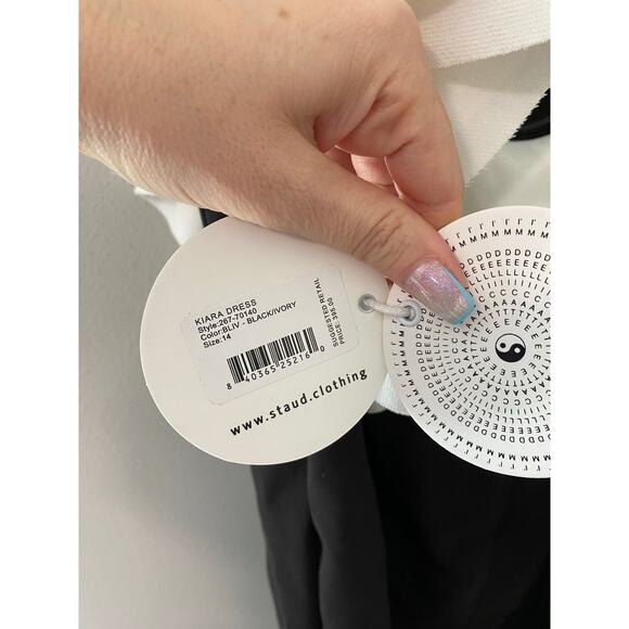 New Staud Kiara off-shoulder ruffled minidress Size 14 - Picture 4 of 5